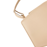 Beige Structured Faux Leather Handbag