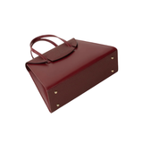 Maroon Structured Faux Leather Tote Bag