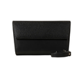 Black Textured Flap Handbag