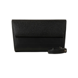 Black Textured Flap Handbag
