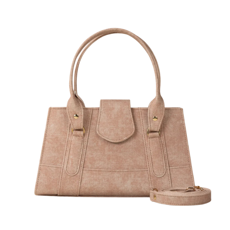 Pink Structured Flap Handbag