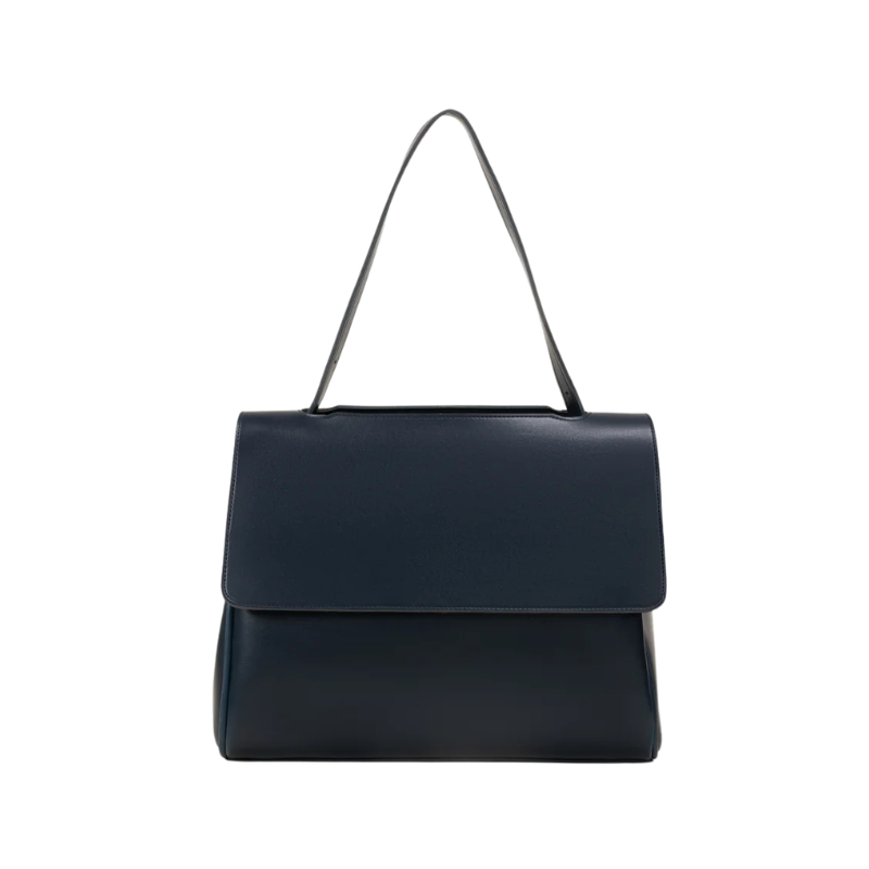 Navy Structured Matte Tote Bag