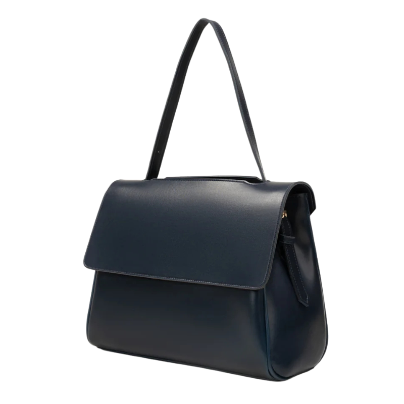 Navy Structured Matte Tote Bag