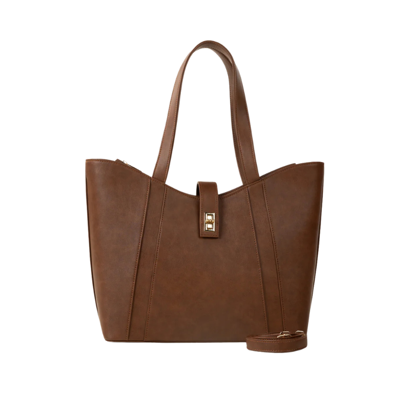 Brown Faux Leather Everyday Tote Bag