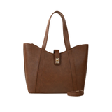 Brown Faux Leather Everyday Tote Bag