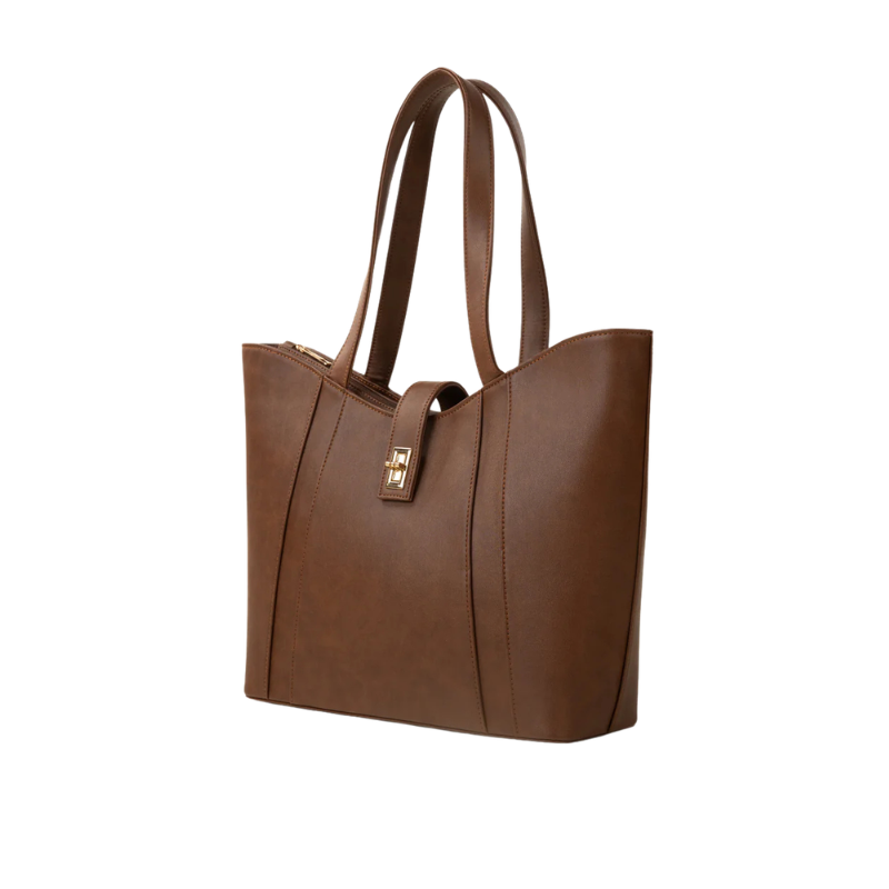 Brown Faux Leather Everyday Tote Bag