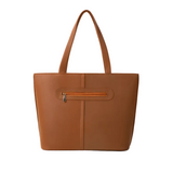 Tan Textured Faux Leather Tote Bag