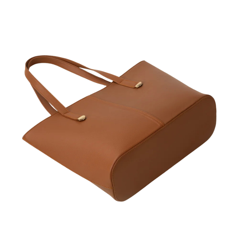 Tan Textured Faux Leather Tote Bag