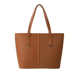 Tan Textured Faux Leather Tote Bag