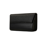 Black Textured Flap Handbag